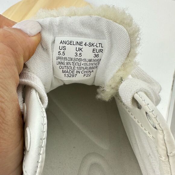 Ralph Lauren Angeline Womens White Leather Sneakers Shearling Trim US 5.5 EUR 36 - Picture 11 of 13